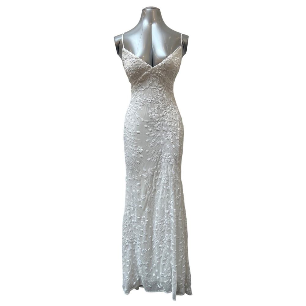Lulu’s Photo Finish Sequin High Low Maxi Dress Women’s Large White